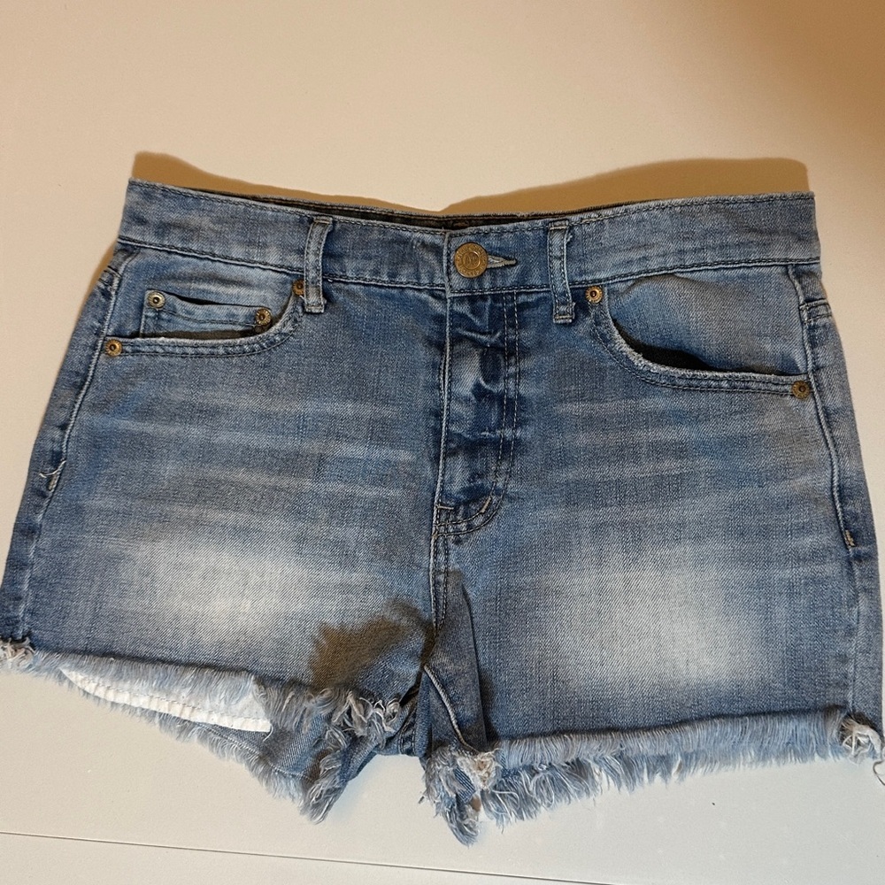 Aeropostale High Waisted Aero Cheeky Distressed Denim Shorts